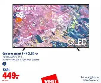 Makro Samsung smart UHD QLED-tv Type QE50067B (50") aanbieding