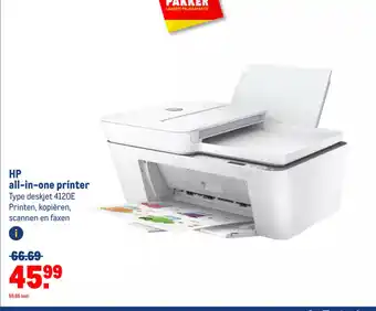 Makro HP all-in-one printer Type deskjet 4120E Printen, kopiëren, scannen en faxen aanbieding