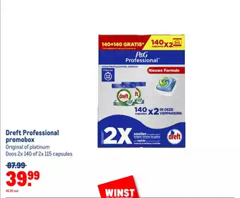 Makro Dreft Professional promobox Original of platinum Doos 2x 140 of 2x 115 capsules aanbieding