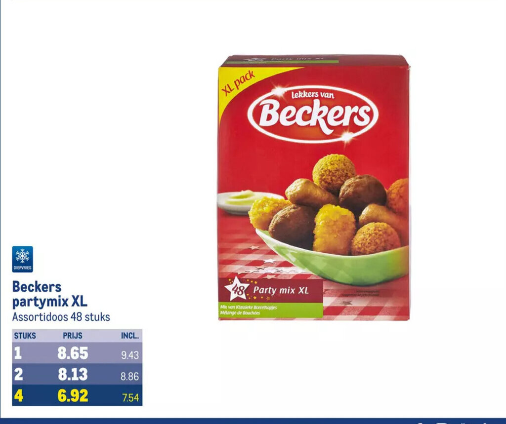 Beckers partymix XL Assortidoos 48 stuks aanbieding bij Makro