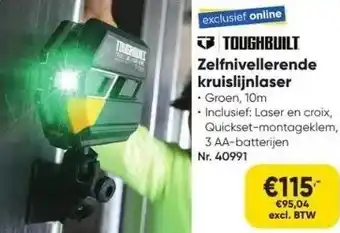 Toolstation Toughbuilt zelfnivellerende kruislijnlaser aanbieding