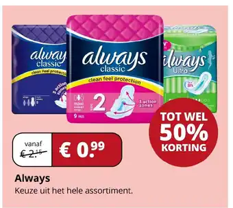 Voordeligscheren Always Keuze uit het hele assortiment. aanbieding