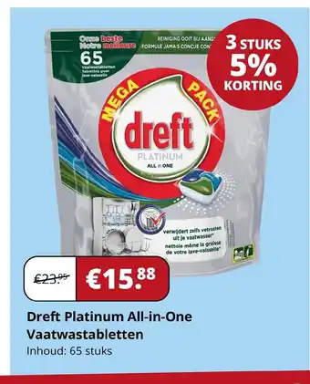 Voordeligscheren Dreft Platinum All-in-One Vaatwastabletten aanbieding