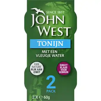 Albert Heijn John west tonijnstukken in water 2-pack aanbieding