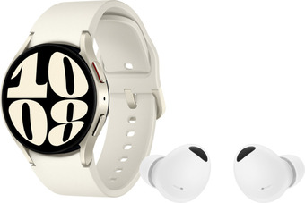 Coolblue Samsung galaxy watch 6 4g creme 40mm + samsung galaxy buds 2 pro aanbieding