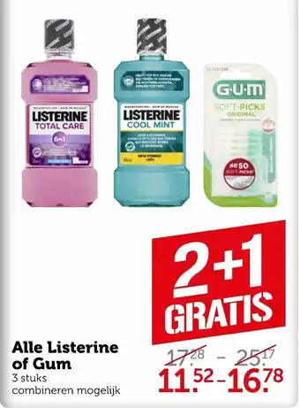 Coop Listerine of GUM 2+1 aanbieding