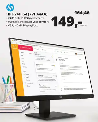 Paradigit HP Monitor 24" P24H G4 (7VH44AA) aanbieding