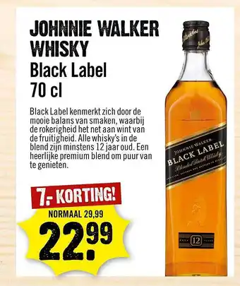 Dirck 3 Johnnie walker whisky black label 70 cl aanbieding