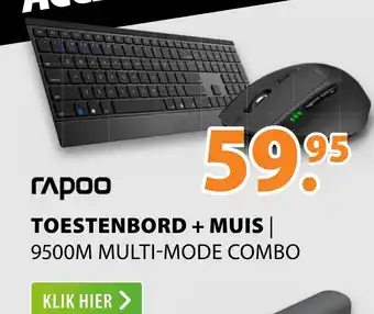 Expert Rapoo Toestenbord + Muis | 9500M Multi-Mode Comb0 aanbieding