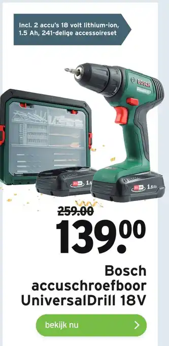 GAMMA Bosch accuschroefboor UniversalDrill 18V aanbieding