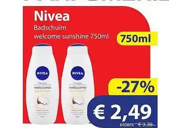 Die Grenze Nivea badschuim welcome sunshine 750ml aanbieding