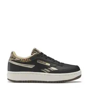 Wehkamp Reebok classics club c double geo sneakers met dierenprint zwart/zand/metallic goud aanbieding