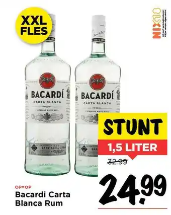 Vomar Voordeelmarkt Bacardi carta blanca rum xxl fles 1,5 liter aanbieding