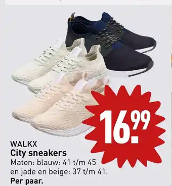 ALDI WALKX City sneakers Maten: blauw: 41 t/m 45 en jade en beige: 37 t/m 41. Per paar. aanbieding