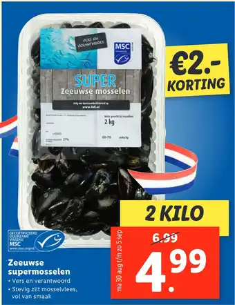 Lidl Zeeuwse supermosselen aanbieding