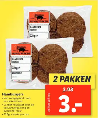 Lidl Hamburgers aanbieding