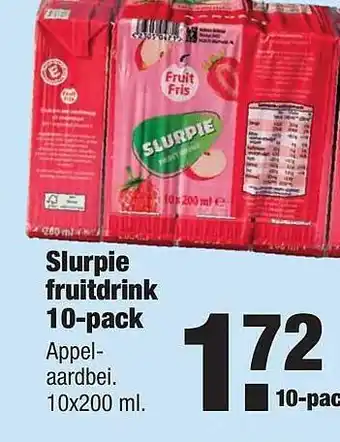 ALDI Slurpie fruitdrink 10-pack 10x200 ml aanbieding