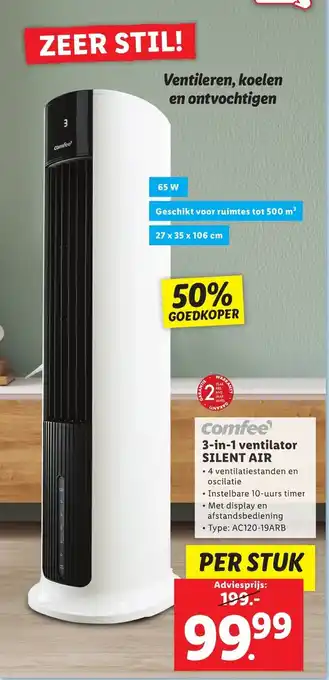 Lidl comfee 3-in-1 ventilator SILENT AIR aanbieding