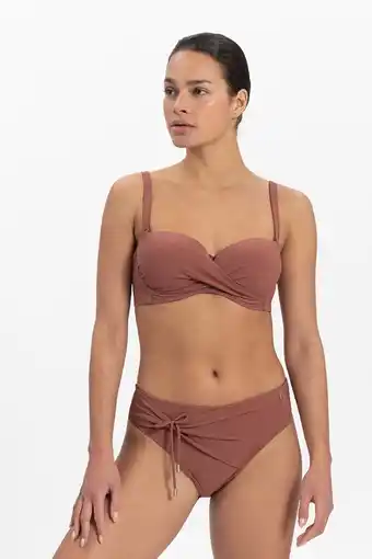 Wehkamp Beachlife voorgevormde strapless bandeau bikinitop met lurex roze aanbieding