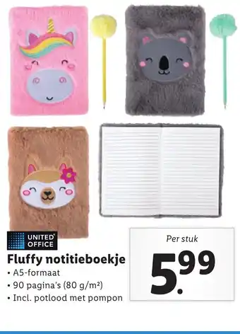 Lidl Fluffy notitieboekje aanbieding