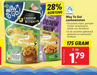 Lidl Way To Go! cashewnoten 175g aanbieding