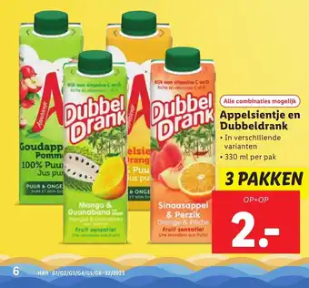 Lidl Appelsientje en Dubbeldrank 330ml aanbieding