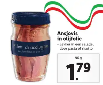 Lidl Ansjovis in olijfolie 80g aanbieding