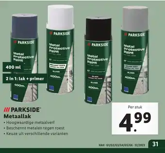 Lidl PARKSIDE Metaallak aanbieding