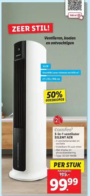 Lidl comfee 3-in-1 ventilator SILENT AIR aanbieding