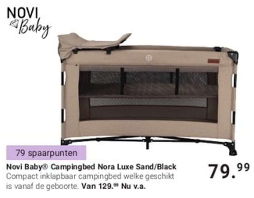 Novi Baby® Campingbed Nora Luxe Sand/Black Compact inklapbaar