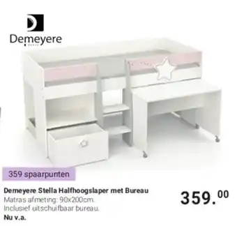 Van Asten BabySuperstore Demeyere Stella Halfhoogslaper met Bureau, Matras afmeting: 90 x 200cm. Inclusief uitschuifbaar bureau. aanbieding