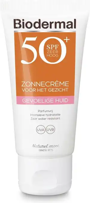 Bol.com Biodermal zonnebrand voor de gevoelige huid - spf 50 - zonnebrand voor het gezicht  - 50ml aanbieding