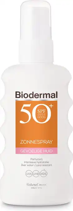 Bol.com Biodermal zonnebrand spray voor de gevoelige huid spf 50+ - zonnespray - ook geschikt voor kinderen - 175ml aanbieding