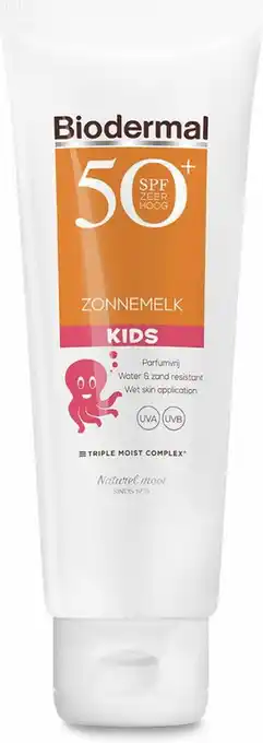 Bol.com Biodermal zonnebrand kids - zonnebrand kind met spf50+ - zonnemelk speciaal voor kinderen - 125ml aanbieding
