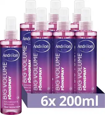 Bol.com Andrélon pink big volume fohnspray - 6 x 200 ml - voordeelverpakking aanbieding