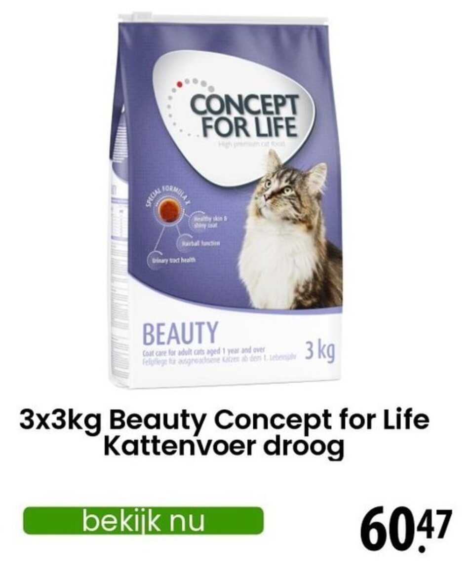 3x3kg Beauty Concept for Life Kattenvoer droog aanbieding bij Zooplus