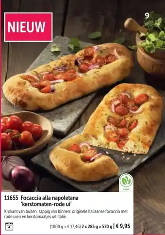 Bofrost Focaccia alla napoletana 'kerstomaten-rode ui'. 570 g aanbieding