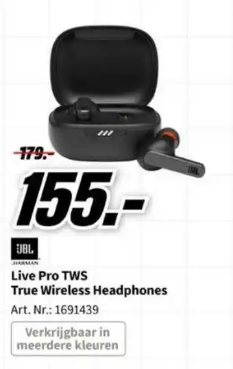 MediaMarkt Jbl live pro tws true wireless headphones aanbieding