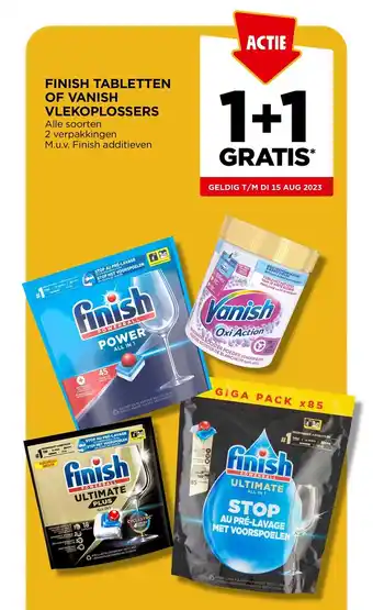 Jumbo FINISH TABLETTEN OF VANISH VLEKOPLOSSERS aanbieding