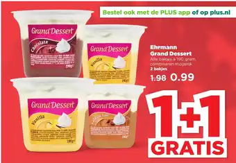 PLUS Ehrmann Grand Dessert 190g aanbieding