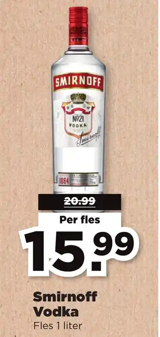 PLUS Smirnoff Vodka Fles 1 liter aanbieding