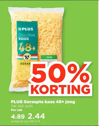 PLUS PLUS Geraspte kaas 48+ jong aanbieding