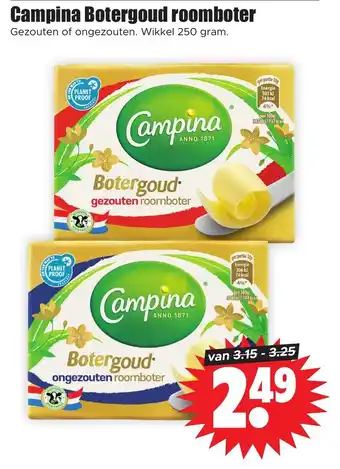 Dirk Campina Botergoud roomboter 250g aanbieding