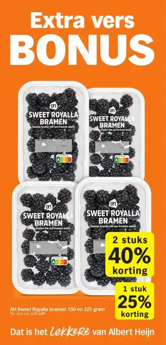 Albert Heijn AH Sweet Royalla bramen 150 en 225 gram aanbieding