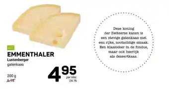 Ekoplaza Emmenthaler lustenberger 200 gram aanbieding