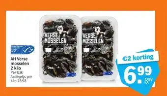 Albert Heijn Ah verse mosselen. 2 kilo per bak aanbieding