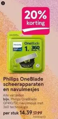 Etos Philips oneblade scheerapparaten en navulmesjes aanbieding