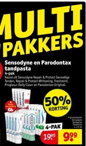 Kruidvat Sensodyne en parodontax tandpasta 4-pak aanbieding