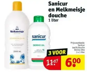 Kruidvat Sanicur en melkmeisje douche 1 liter aanbieding