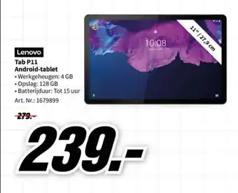 MediaMarkt Lenovo tab p11 android-tablet aanbieding